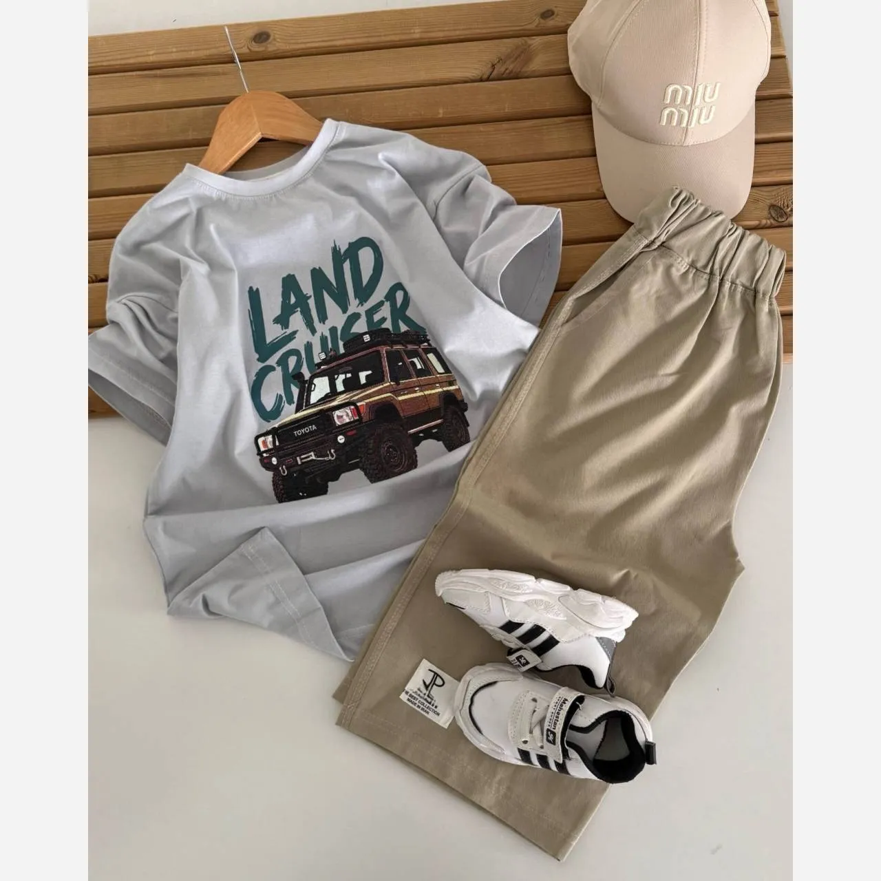 ست تیشرت شلوارک اسپرت بچگانه طرح لندکروز سایز 60 تا 70