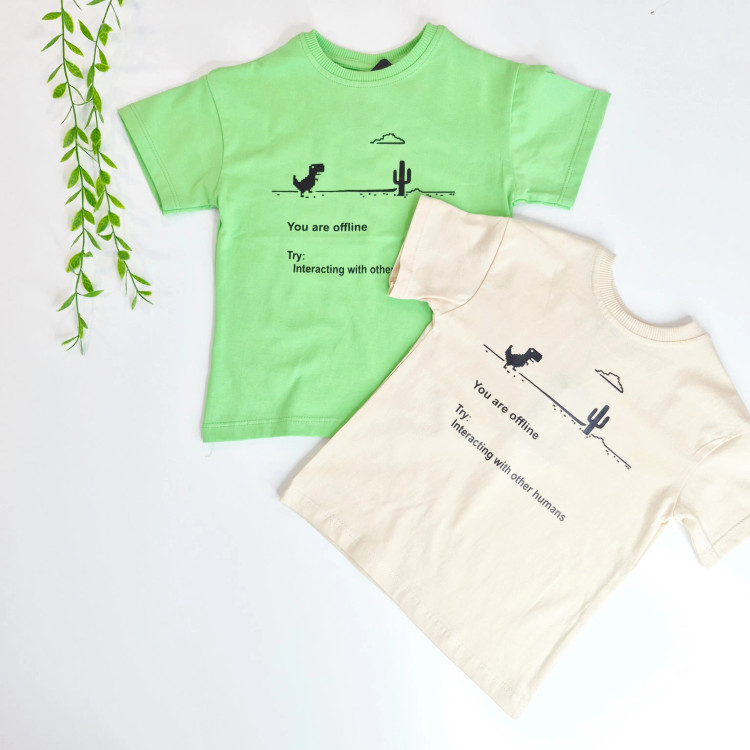تیشرت طرح کاکتوس و دایناسور بچهگانه