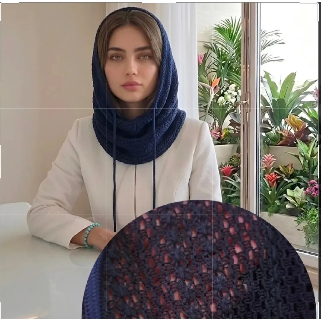 رینگ اسکارف پاییزی بند دار جنس بافت رنگ مشکی سرمه ای قهوه ای سایز 50 در 80 سانتی متر