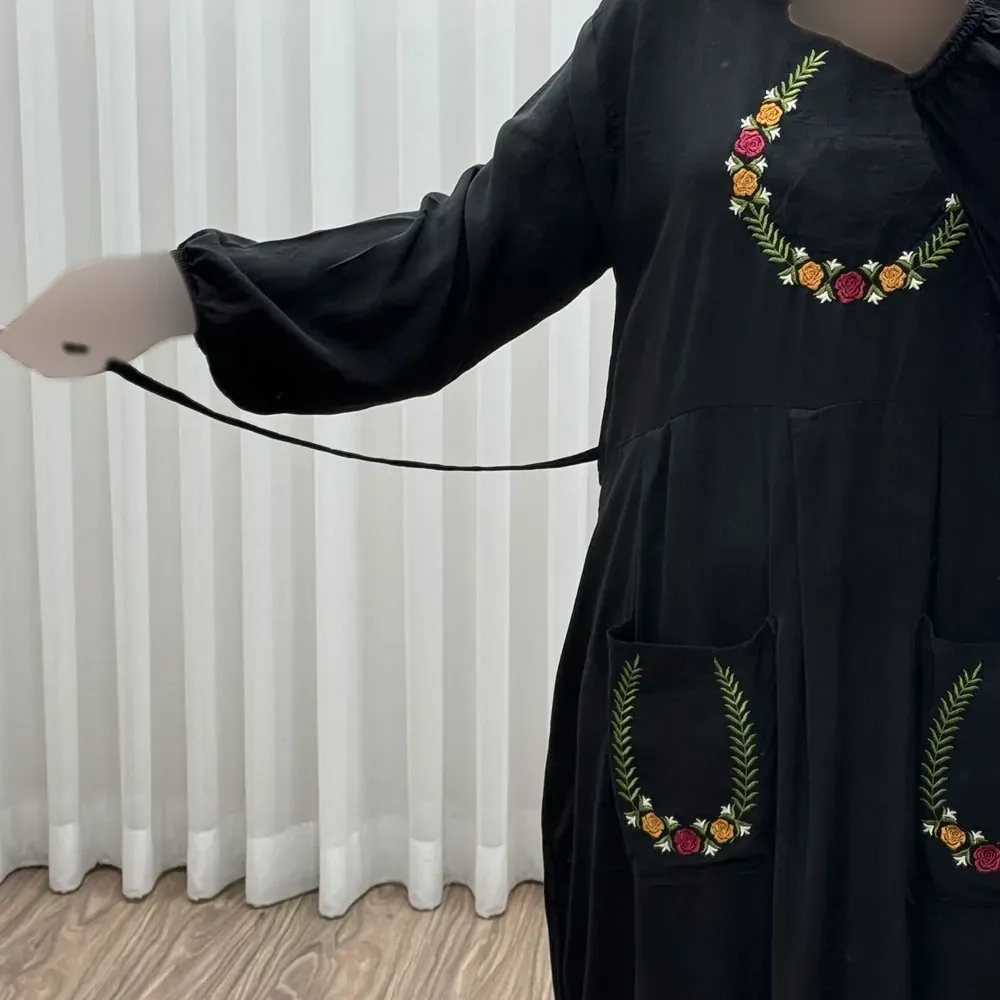 پیراهن نخی گلدوزی زنانه مدل خاطره فری سایز مناسب تا 48