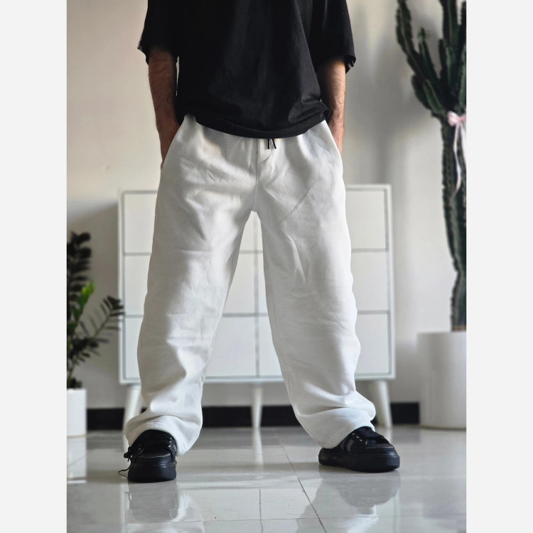 شلوار اسلش جاگر بگ دمپا گت دار دورس رنگ سفید مشکی سایز XXL و XXXL