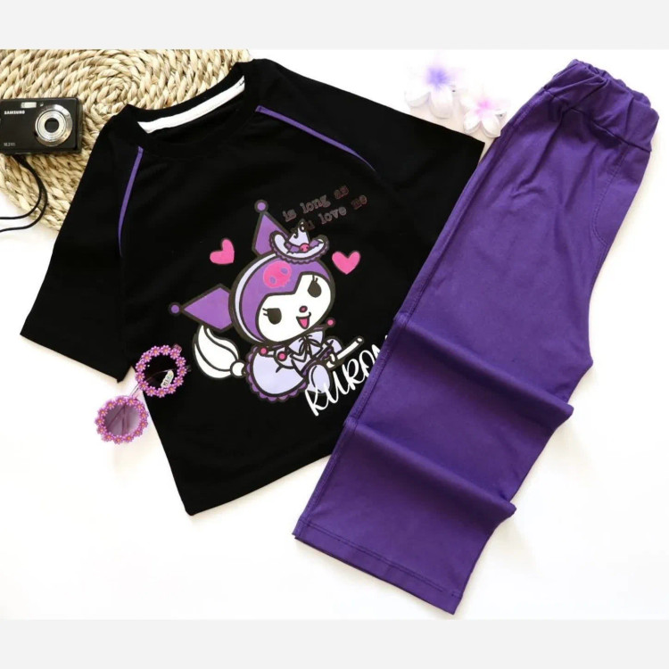 تیشرت شلوار دخترانه طرح کرومی پنبهای سایز 45 و 50