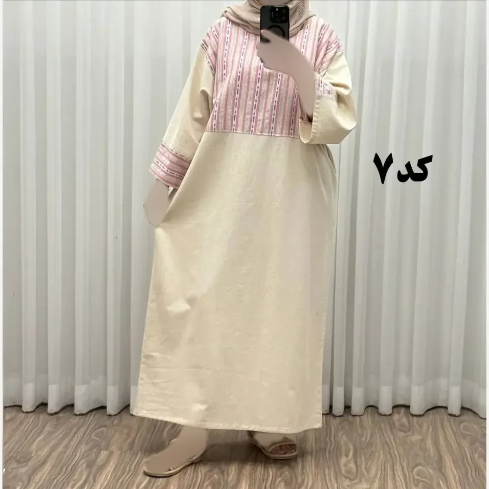 پیراهن کفتان لینن پاییزه فری سایز زنانه تا سایز 50 شیک و راحت کمربند دار بدون سایه اندازی