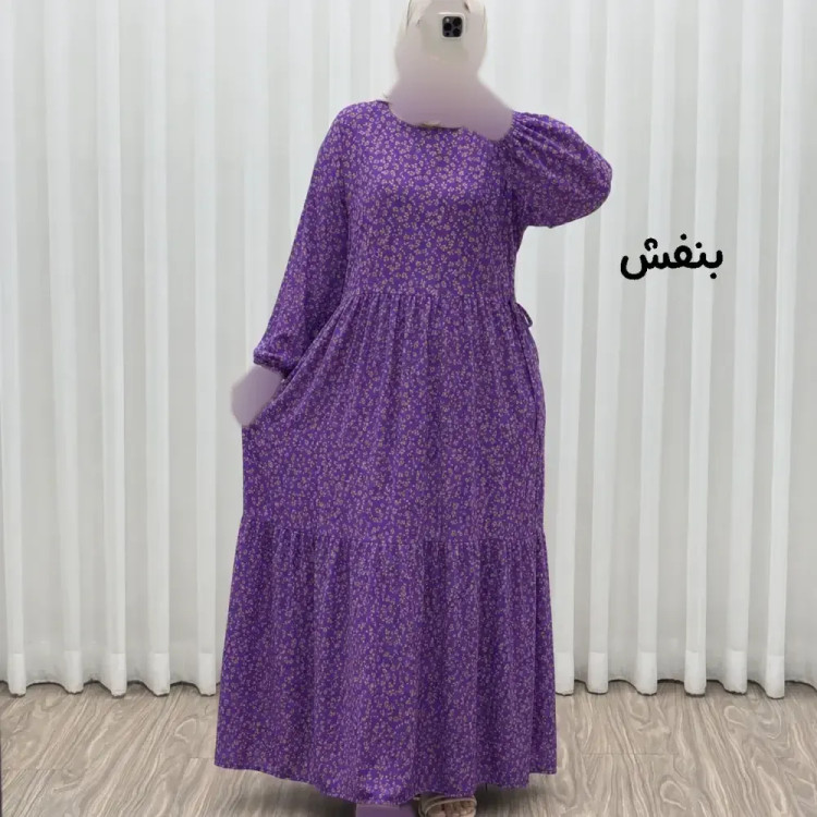 پیراهن ساحلی زنانه مدل ترلان نخی فری سایز کمر بنددار