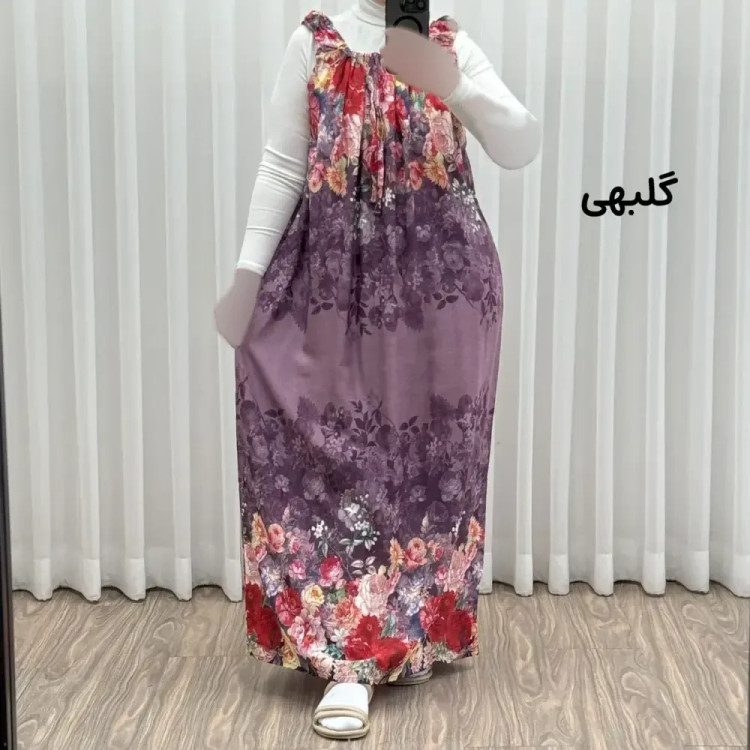 پیراهن ساحلی زنانه نخی آستین حلقهای فری سایز مناسب تا سایز 52